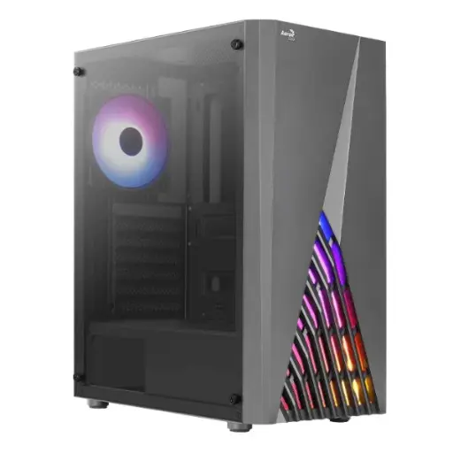 [203854] CASE AEROCOOL DELTA MID TOWER NEGRO | LATERAL VIDRIO | USB 2.0 | 2X USB 2.0 | 1 AUDIO HD