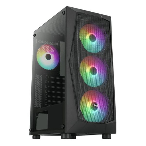 [203853] CASE AEROCOOL FALCON MID TOWER NEGRO | FRONTAL MALLA | LATERAL VIDRIO | USB 2.0 | 2X USB 3.0 | 1 AUDIO HD
