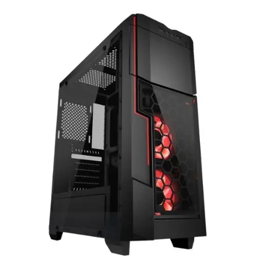 [201806] CASE AZZA GAMING CASE MID ATX 211G CRIMSON LED FAN|SIN FUENTE