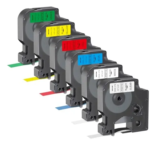 [204382] CINTA ETIQUETADORA DYMO D1 45013 1|2 PULGADA COLORES VARIOS PACK 6