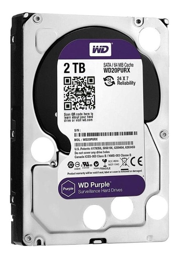 [201329] DISCO DURO WD PURPURA PARA VIGILANCIA CCTV 2TB 3.5" 5400RPM 64MB WD20PURX