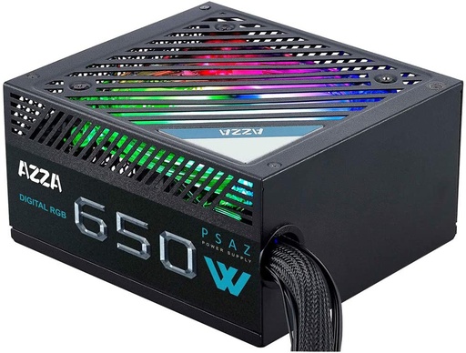 [201119] FUENTE DE PODER CERTIFICADA AZZA 650W 80 PLUS BRONZE RGB PZA-650W-ARGB