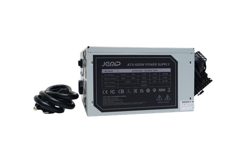 [204206] FUENTE DE PODER JEMIP 600W 24 PINES ATX GRIS ATX-600W-BULK