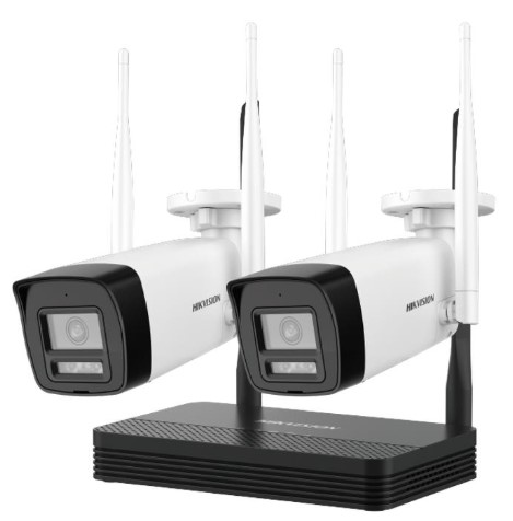 [204338] KIT CCTV 4 CANALES WIFI HIKVISION 1080P 2MP DS-J142I7|NKS422W0H | 2 CAMARAS BULLET | AUDIO | COLORVU