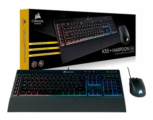 [203499] KIT DE TECLADO Y MOUSE CORSAIR K55 RGB PRO + HARPOON PRO