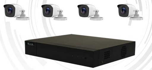 [202772] KIT HILOOK DVR 4 CANALES + 4 CAMARAS BULLET HIKIT|TK-4142BH | TURBOHD | FUENTE 12VDC | CABLES + 1TB DD