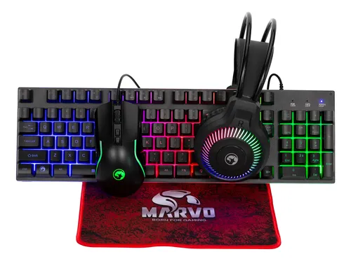 [203839] KIT TECLADO Y MOUSE GAMING MARVO CM416 SP LOOT 40 4 EN 1 RGB USB 7.1