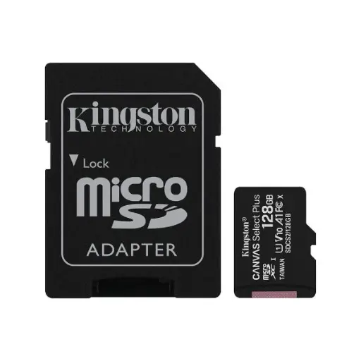 [201597] MEMORIA MICRO SD KINGSTON 128GB CANVAS SELECT PLUS CLASE A C|ADAPTADOR