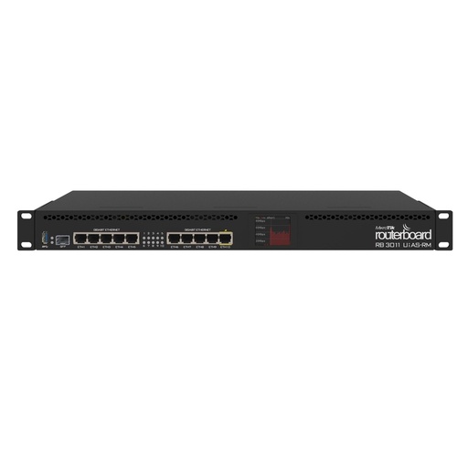 [203953] MIKROTIK ROUTERBOARD CPU 2 NUCLEOS 10 PUERTOS GIGABIT 1 SFP LICENCIA NIVEL 5 RACK RB3011UIAS-RM