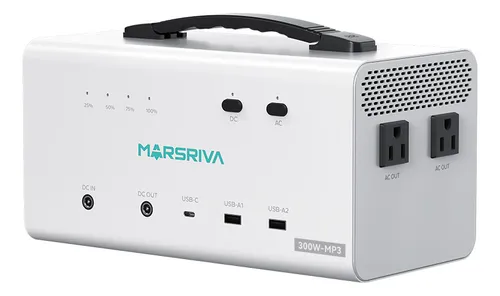 [203942] MINI CENTRAL ELECTRICA MARSRIVA 300W CAPACIDAD 153.6 WH 12.8V 12.000MAH BATERIA LITIO PUERTO USB|A USB|C 2 NEMA 110V