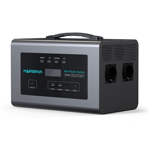 [204258] MINI CENTRAL ELECTRICA MARSRIVA MP6PRO-600W | 600W CAPACIDAD 655.3 WH 25.6V 25.600MAH BATERIA LITIO PUERTO USB|A USB|C 2