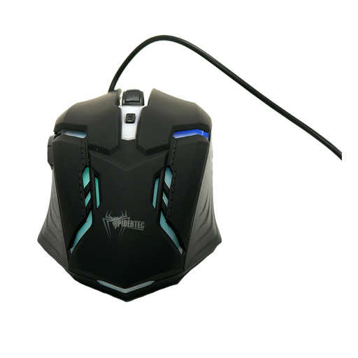 [203202] MOUSE SPIDERTEC OPTICO 6 BOTONES 1600DPI USB NEGRO RGB GM-03