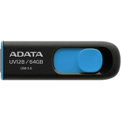[203769] PENDRIVE ADATA UV128 64GB USB 3.0 COLOR AZUL RETRACTIL | AUV-128-64G-RBE