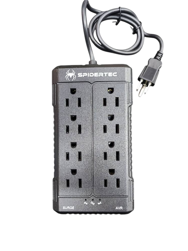 [204151] PROTECTOR REGULADOR DE VOLTAJE SPIDERTEC AVR005A 1000VA 500W 120V 8 TOMAS INDICADOR LED LDE-AVR005A