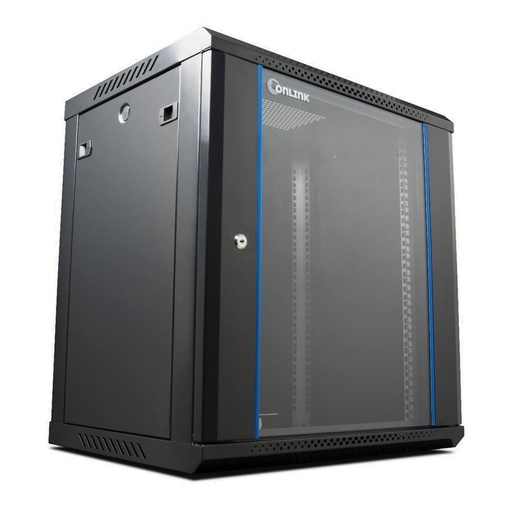 [203165] RACK DE PARED CERRADO ONLINK 18U 600X450X901MM CON PUERTA DE VIDRIO WM6418 INCLUYE 3 CERRADURAS