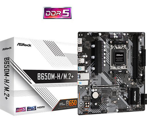 [203788] TARJETA MADRE ASROCK B650M-H|M.2+ | AM5 | 2X DDR5 | 2X M.2 | PCIE GEN5 | TIPO-C | USB 3.2 | HDMI | D-PORT