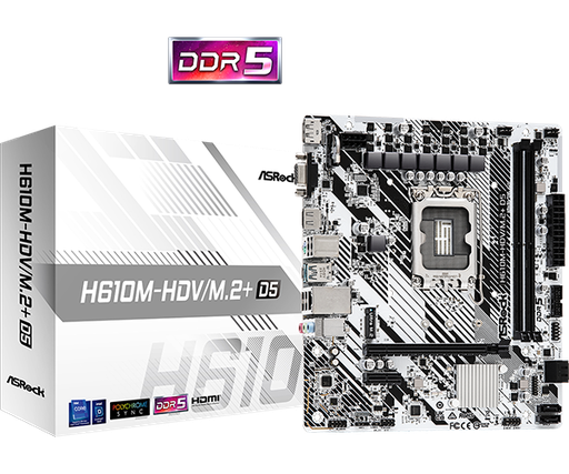 [204153] TARJETA MADRE ASROCK H610M-HDV|M.2+D5 MATX LGA1700 2X DDR5-5600 4X SATA M.2