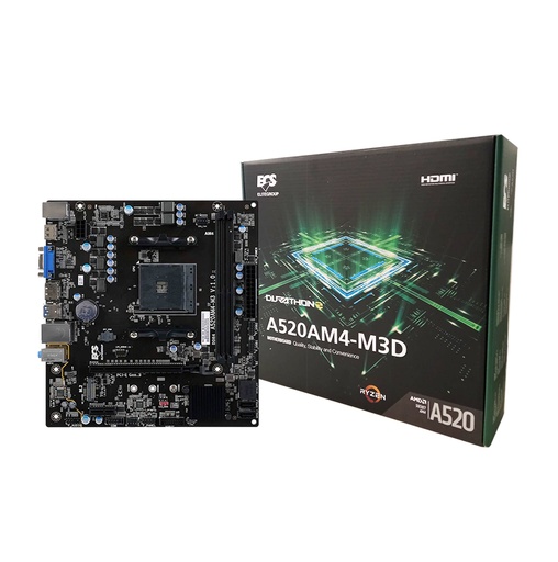 [203221] TARJETA MADRE ECS A520AM4-M3D MZ2113 AMD M.2|SATA3|USB3.2 HDMI|VGA