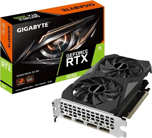 [203818] TARJETA VIDEO GIGABYTE GEFORCE RTX 3050 WINDFORCE 6GB GDDR6 128-BIT 1777MHZ HDMI-DISPLAYPORT PCI-E 4.0 ATX