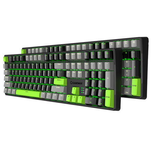 [201700] TECLADO GAMEMAX GAMING RAMPAGE X1 | 108 TECLAS MECANICO | CONECTOR TIPO-C | 20 MODOS DE LUZ | NEGRO-GRIS