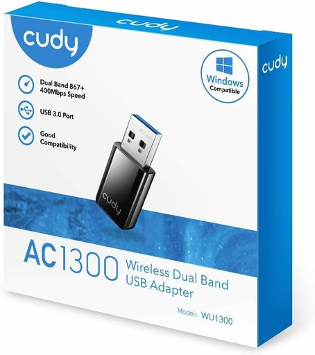 [203945] ADAPTADOR USB WIFI CUDY WU1300S DUAL BAND AC1300 USB 3.0