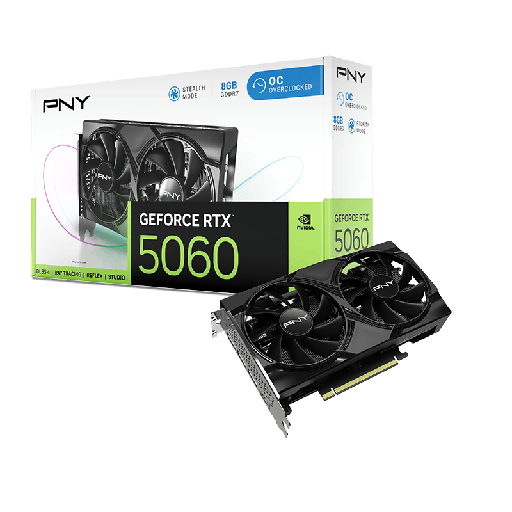 [204546] TARJETA DE VIDEO PNY GEFORCE RTX5060 OC 8GB GDDR7 DUAL FAN 128 BIT 3X DISPLAY PORT 1X HDMI