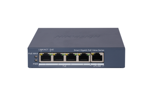 [204567] SWITCH HIKVISION NO GESTIONABLE GIGABIT 4 PUERTOS POE DS-3E1505P-EI|M | ESCRITORIO | 45W | HASTA 300 METROS